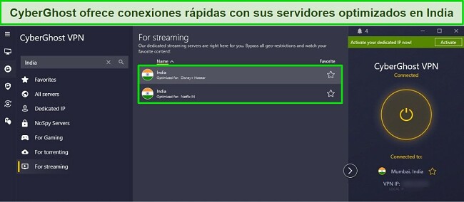 Mejores VPNs gratuitas en India con servidores optimizados CyberGhost - Netflix, Disney Plus, Hotstar